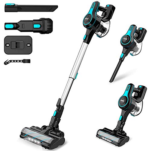 INSE Aspirador Sin Cable, 4 en 1 Vertical Escopa y de Mano Aspirador Escoba Sin Cable, Autonomía hasta 45min, Filtración de 3 Etapas, Capacidad 1.2L, Gran Cepillo Motorizado, Luz LED (Azul Claro) INSE Aspirador Sin Cable, 4 en 1 Vertical Escopa y de Mano Aspirador Escoba Sin Cable, Autonomía hasta 45min, Filtración de 3 Etapas, Capacidad 1.2L, Gran Cepillo Motorizado, Luz LED (Azul Claro)