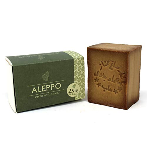 Jabón de Alepo - Aceite de Oliva y Aceite de Laurel 25% - Método Tradicional - Alepo Puro y Natural, Receta Original