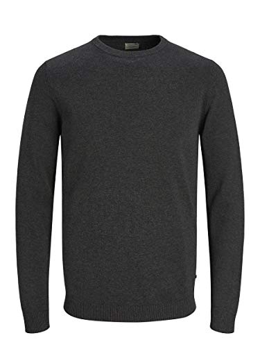 Jack & Jones Jjebasic Knit Crew Neck Noos suéter, Gris (Dark Grey Melange Dark Grey Melange), Medium para Hombre