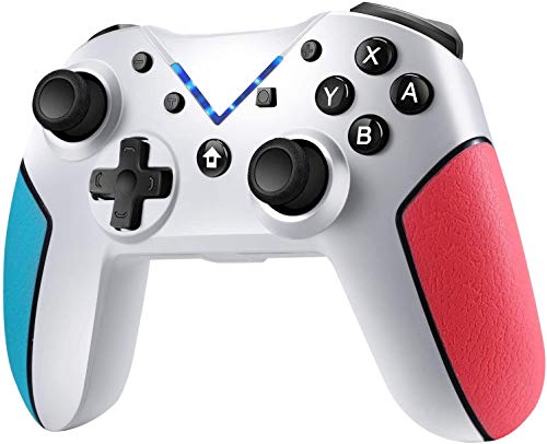 Jamswall Mando para Nintendo Switch, Controlador Inalámbrico Bluetooth Apoya Vibración, Turbo y Giroscopio, Gamepad para Nintendo Switch/Lite/Android/PS3/PC (Blanco)