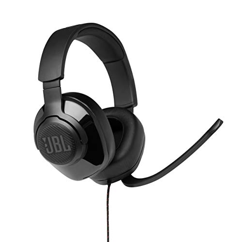 JBL Quantum 300 Auriculares para gamers con un diseño llamativo y tecnología de virtualización surround , color negro