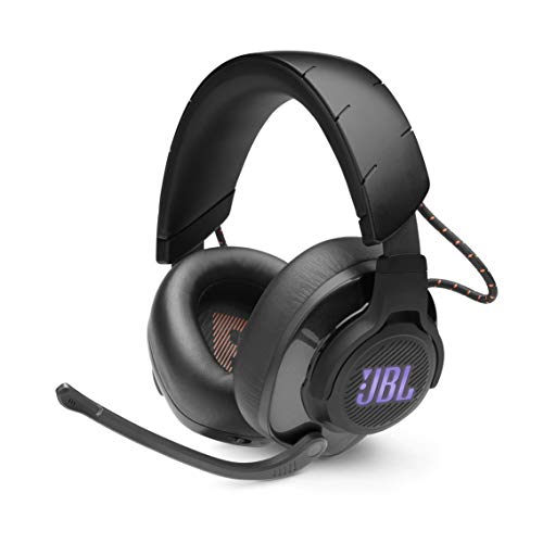 JBL Quantum 600 Auriculares inalámbricos para gamers con un diseño llamativo, tecnología de virtualización surround y reproducción DTS, color negro