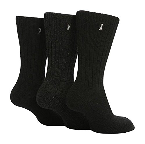 Jeep - 3 pares calcetines lana hombre senderismo caminar en negro y marrón (Negro) Jeep - 3 pares calcetines lana hombre senderismo caminar en negro y marrón (Negro)