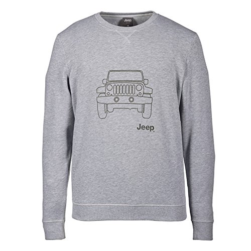 Jeep Sudadera de Tejido cardado con Cuello Redondo «Vehicle Outline» J6W para Hombre, Grey Melange/Military, XXL