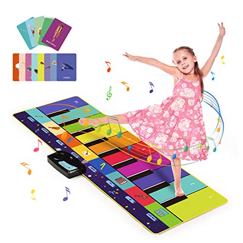 Joyjoz Alfombra Musical de Piano con 100+ Sonidos, Alfombra de Baile 4 Modos, Alfombra de Teclado para Niños Instrumentos Juguetes Musicales para Niños Niñas (110*36CM)