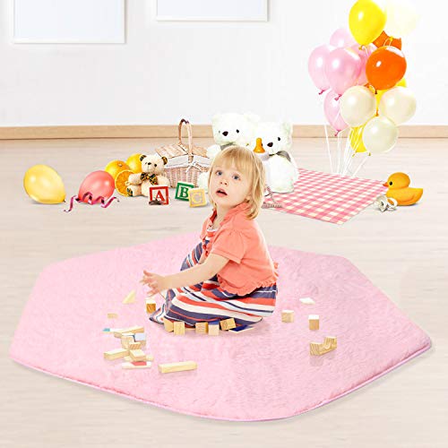 joylink Alfombra Infantil Soft Mat, Terciopelo Rosa Alfombras, Hexágono Alfombra para Playhouse Princess Tent Castle - 140 * 120cm joylink Alfombra Infantil Soft Mat, Terciopelo Rosa Alfombras, Hexágono Alfombra para Playhouse Princess Tent Castle - 140 * 120cm