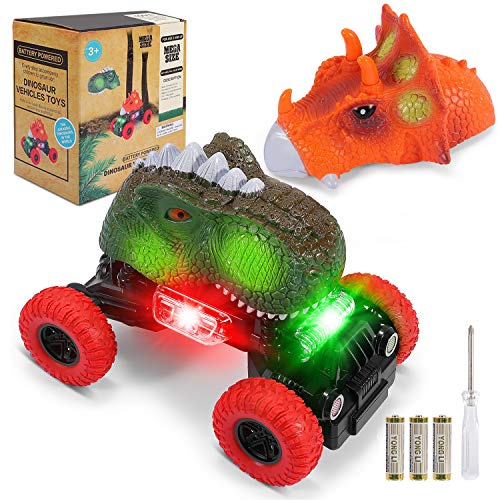 joylink Dinosaurio Coche, Juguetes de Dinosaurios Coche con Luces LED y Sonido Realista Dinosaurio Juguete Coche Regalos de Cumpleaños para Niños Juguetes para Niñas de 3-8 Años (Grande)