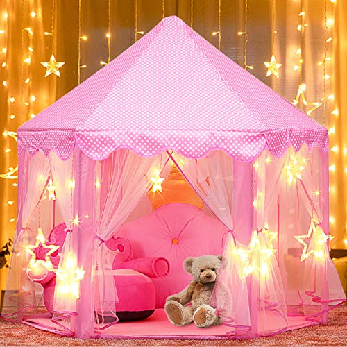 joylink Tienda de Princesa, Tiendas para Niños Interior Tiendas Castillo Princesas Portable Gran Rosa Playhouse con pequeñas Luces de Estrellas Juguetes 53 '' x 55 '' (DxH) joylink Tienda de Princesa, Tiendas para Niños Interior Tiendas Castillo Princesas Portable Gran Rosa Playhouse con pequeñas Luces de Estrellas Juguetes 53 '' x 55 '' (DxH)