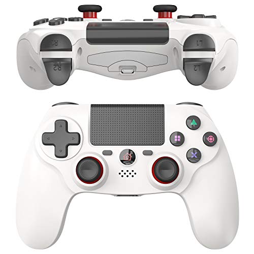 JOYSKY Mando Inalámbrico para PS4,Controlador De Juegos Inalámbrico con Control De Vibración Dual del Motor De Doble Palanca para Playstation 4 (Blanco)