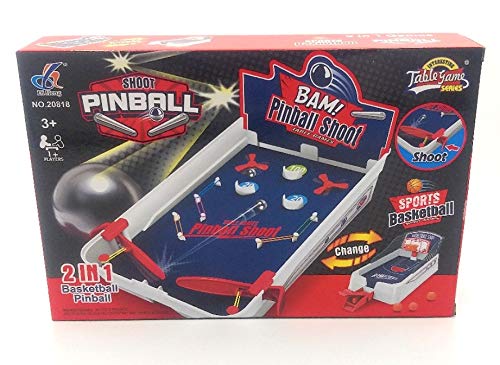 Juego de Mesa 2 en 1, Tablero de Pinball y Juego de Disparos de Baloncesto Deportivo, Juegos de Estilo Retro.