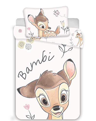 Juego de ropa de cama para bebé (100 x 135 cm y 40 x 60 cm), con diseño de Bambi Juego de ropa de cama para bebé (100 x 135 cm y 40 x 60 cm), con diseño de Bambi
