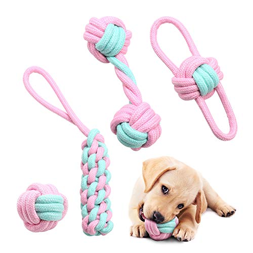 Juguete de Cuerda para Perros, Juguetes para Perros Indestructibles para Cachorros y Perros Pequeños, Juego de Juguetes Interactivo para Perros, Cuerda para Masticar 4 PCS Juguete de Cuerda para Perros, Juguetes para Perros Indestructibles para Cachorros y Perros Pequeños, Juego de Juguetes Interactivo para Perros, Cuerda para Masticar 4 PCS