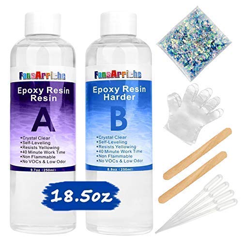 Kit de resina epoxi, 500 ml, resina epoxi transparente para fundición y revestimiento, tableros de mesa, fabricación de joyas y decoración de manualidades Kit de resina epoxi, 500 ml, resina epoxi transparente para fundición y revestimiento, tableros de mesa, fabricación de joyas y decoración de manualidades