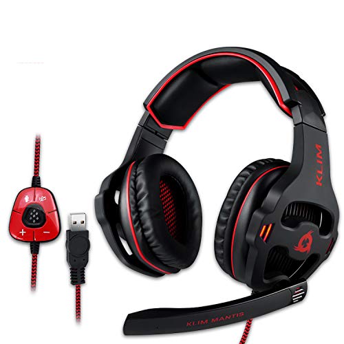 KLIM Mantis - Cascos gaming con micrófono - Auriculares USB para PC, PS4, PS5, Nintendo Switch, Mac + Sonido envolvente 7.1 con cancelación de ruido pasiva + Cascos PS5 + NUEVOS 2020