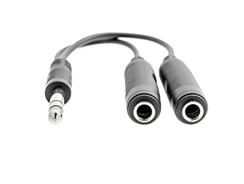 KnnX 28055 | Cable Divisor Adaptador de Audio estéreo | 6,35 mm Macho a 2 x 6,35 mm Hembra | para Auriculares o Altavoces | Longitud: 20 cm