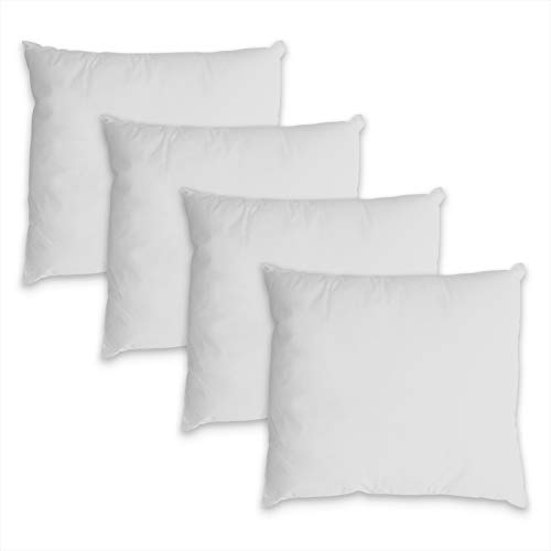 Koen Home Relleno de Cojin - Cuadrantes de Fibra Hueca Blancos – Almohadon Suave, Mullido e Indeformable para Funda de Almohada – Fácil de Lavar - 45x45cm - 4 Unidades