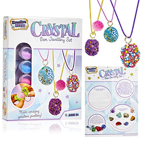 KreativeKraft Kit Manualidades Niños para Crear Joyas, Incluye Cuentas para Collares de Piedras Preciosas, Regalos Creativos para Niñas y Adolescentes 6+