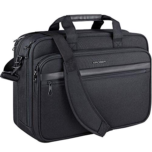KROSER 18" Bandolera para Portátil Maletín Premium para Laptop hasta 17.3" Expandible Hidrófugo Bolsa del Hombro Bolsa de Computadora para Viajes/Negocios/Escuela/Hombres/Mujeres-Negro KROSER 18" Bandolera para Portátil Maletín Premium para Laptop hasta 17.3" Expandible Hidrófugo Bolsa del Hombro Bolsa de Computadora para Viajes/Negocios/Escuela/Hombres/Mujeres-Negro