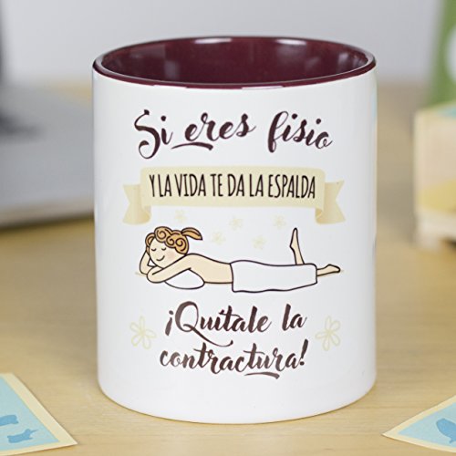 La mente es Maravillosa - Taza Frase y Dibujo Divertido (Si Eres fisio y la Vida te da la Espalda ¡Quítale la contractura!) Regalo FISIOTERAPEUTA