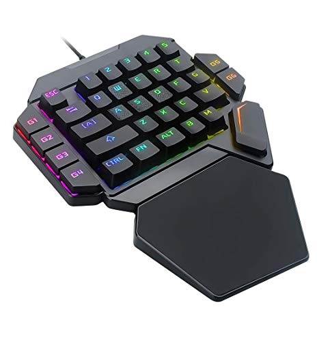 Laelr Teclado para juegos, teclado mecánico para juegos de una mano 35 teclas con teclado mecánico USB con retroiluminación RGB Controlador de juegos ergonómico para PC / MAC / PS4 / XBOX ONE Gamer