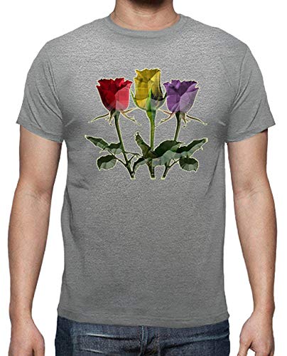 latostadora - Camiseta Rosas Republicanas para Hombre Gris vigoré XL