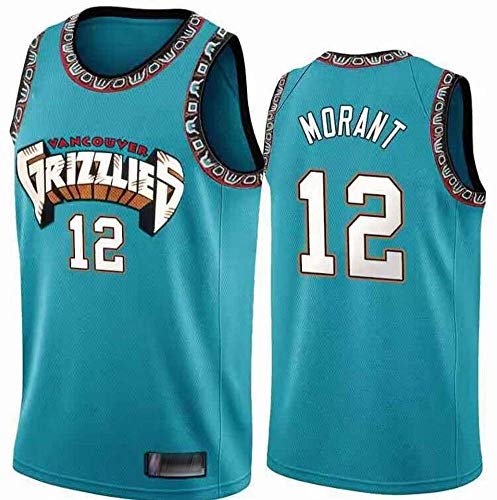 LCY Hombres Jersey Baloncesto - NBA Jersey Grizzlies ° 12 Mangas Transpirable Morant Fitness Deportivo Camisetas Aficionados Uniforme de Baloncesto,L(180CM/75~85Kg)