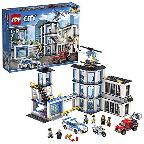 LEGO City - Comisaría de Policía, Set de Construcción Educativo para Niños y Niñas de 6 a 12 Años de Juguete de Policía con Helicóptero y Coches (60141)