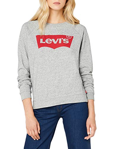 Levi's Relaxed Graphic Crew Sudadera, Fleece Batwing Smokestack Htr, XL para Mujer