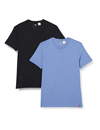 Levi's Slim 2 Pack Crewneck 1 Camiseta, Solid Black/Colony Blue, XS para Hombre