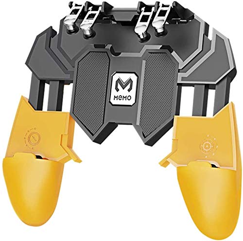 LHE Mobile Mando Inalámbrico Juego del Botón de Rotación Gamepad de Seis Dedos de Teléfono de la Manija del Juego Disparo de Gatillo Objetivo Clave para PUBG iOS Android, Amarillo Negro LHE Mobile Mando Inalámbrico Juego del Botón de Rotación Gamepad de Seis Dedos de Teléfono de la Manija del Juego Disparo de Gatillo Objetivo Clave para PUBG iOS Android, Amarillo Negro