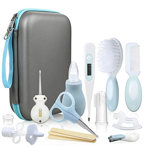 Lictin Set para Cuidado del Bebé - 15 Piezas Kit de Aseo para Bebés con Cuchara de Oreja con LED Cepillo de Pelo y Peine,Cortador de Uñas Cepillo de Dientes de Dedo para Viaje y el Uso Diario (Azul) Lictin Set para Cuidado del Bebé - 15 Piezas Kit de Aseo para Bebés con Cuchara de Oreja con LED Cepillo de Pelo y Peine,Cortador de Uñas Cepillo de Dientes de Dedo para Viaje y el Uso Diario (Azul)