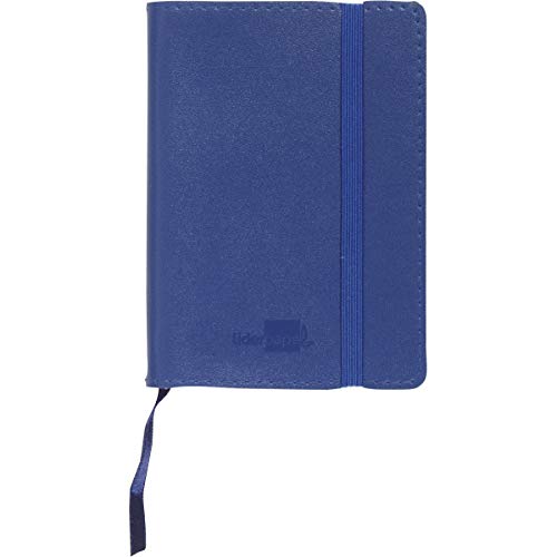 Liderpapel LD01 Libreta Símil Piel A6 120 Hojas 70 g/m² Cuadrícula 4 Mm Sin Margen Azul