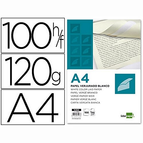Liderpapel Papel Verjurado A4 120 g/m² Blanco Paquete De 100 Liderpapel Papel Verjurado A4 120 g/m² Blanco Paquete De 100