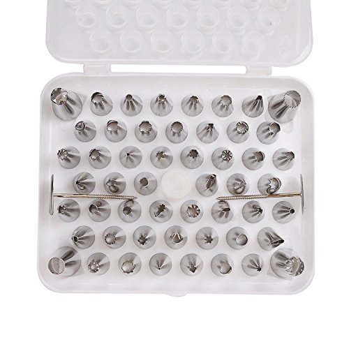 LIHAO GB-AM-EU-0359 - Boquillas Manga Pastelera Profesional, Acero Inoxidable, 55pcs LIHAO GB-AM-EU-0359 - Boquillas Manga Pastelera Profesional, Acero Inoxidable, 55pcs