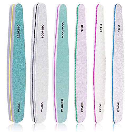 Lima De uñas Profesional Gel Acrílico Limas uñas para Arte de Uña papel de lija esmerilado Pulido Manicura 6 Piezas Lima De uñas Profesional Gel Acrílico Limas uñas para Arte de Uña papel de lija esmerilado Pulido Manicura 6 Piezas