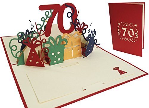 Lin Pop Up de tarjetas de felicitación por 70 cumpleaños, tarjetas de cumpleaños tarjetas de felicitación Tarjetas de felicitación Cumpleaños