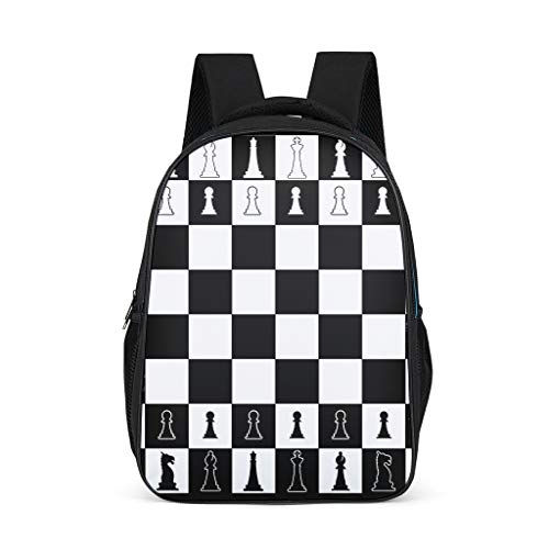 Lind88 - Mochilas de ajedrez para niños (15,4"), diseño de estampado en blanco y negro, color gris talla única