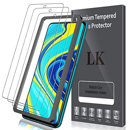 LK Compatible con Xiaomi Redmi Note 9S / Note 9 Pro/Note 9 Pro MAX Protector de Pantalla,3 Pack,9H Dureza Cristal Templado, Equipado con Marco de Posicionamiento,Vidrio Templado,LK-X-31