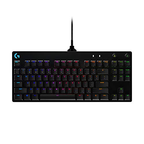 Logitech G Pro Teclado Gaming Mecánico, Diseño sin teclado numérico, Cable micro USB desmontable, Teclas iluminadas con 16,8 millones de colores, RGB Lightsync, US Internacional, Negro Logitech G Pro Teclado Gaming Mecánico, Diseño sin teclado numérico, Cable micro USB desmontable, Teclas iluminadas con 16,8 millones de colores, RGB Lightsync, US Internacional, Negro