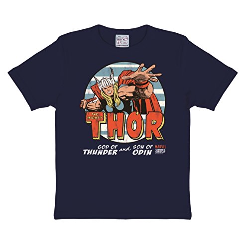 Logoshirt Camiseta para niño Thor, Marvel Comics - El Dios del Trueno - Camiseta con Cuello Redondo Azul Oscuro - Diseño Original con Licencia, Talla 92/98, 2-3 años