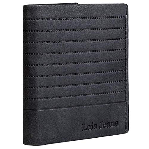Lois - Cartera de Hombre Vertical de Cuero Piel Genuina con Protección RFID. Billetera Porta-Tarjetas y documentación. 202220, Color Negro Lois - Cartera de Hombre Vertical de Cuero Piel Genuina con Protección RFID. Billetera Porta-Tarjetas y documentación. 202220, Color Negro