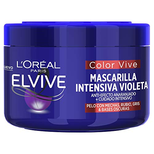 L'Oreal Paris Elvive Color Vive - Mascarilla Intensiva Violeta Matizadora para Pelo con Bases Oscuras con Mechas o Decoloradas - 1 Unidad de 250 ml L'Oreal Paris Elvive Color Vive - Mascarilla Intensiva Violeta Matizadora para Pelo con Bases Oscuras con Mechas o Decoloradas - 1 Unidad de 250 ml