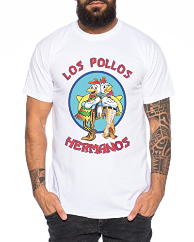 Los Pollos Camiseta de Hombre Hermanos Bad Heisenberg Breaking, Farbe2:Blanco;Größe2:L Los Pollos Camiseta de Hombre Hermanos Bad Heisenberg Breaking, Farbe2:Blanco;Größe2:L
