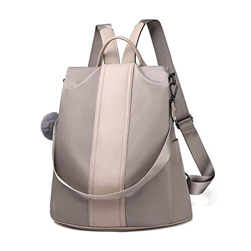 LOSMILE Mujer Bolsos mochila Bolsos de mano Bolsos bandolera Mochila de a diario Bolsa de Viaje Bolsos de peso Ligero Nylon Backpack Daypack para Escuela trabajo fecha (Caqui-grande)