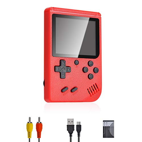 Lychee Mini Retro Consola de Juegos Portátil,Pantalla LCD de 3 Pulgadas HD Consolas de Juegos de Mano con 400 Juegos Clásicos, Cumpleaños para Niños/Adultos (Rojo)