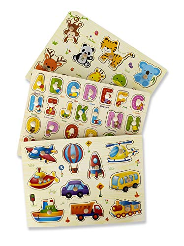 MABY - Juego de 3 Rompecabezas Puzzle de Madera, Alfabeto, vehiculos y Animales. Educativos y Divertidos para Niños. motricidad Fina Montessori Aprendizaje Preescolar Colores Vibrantes (1) MABY - Juego de 3 Rompecabezas Puzzle de Madera, Alfabeto, vehiculos y Animales. Educativos y Divertidos para Niños. motricidad Fina Montessori Aprendizaje Preescolar Colores Vibrantes (1)