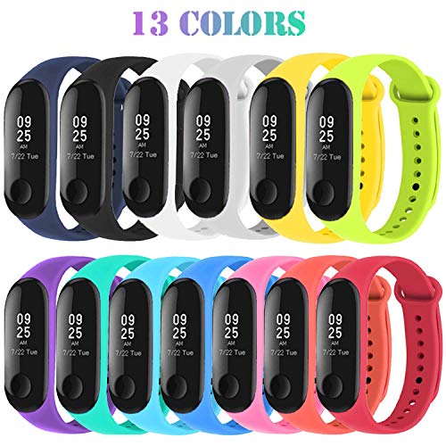 Madozon 13 Piezas Correas para Xiaomi Mi Band 3 /Mi Band 4 Pulsera Reloj Silicona Banda para Mijia Mi Band 4-13 Colores