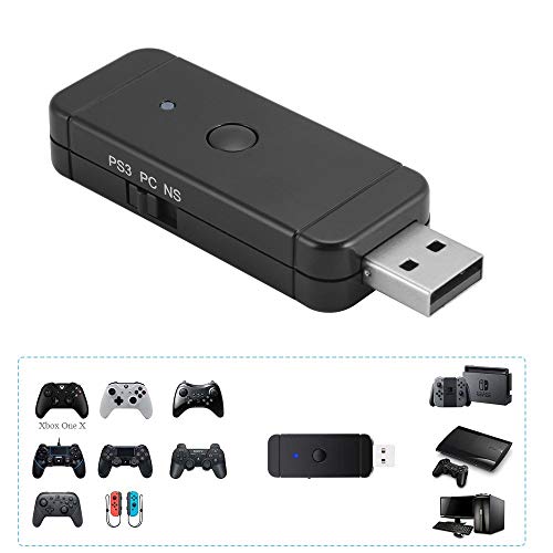 Maikiki New Adaptador de Controlador inalámbrico para Xbox / PS3 / PS4 / Adaptador de Controlador de Nintendo para Nintendo Switch PS3 y PC con Windows