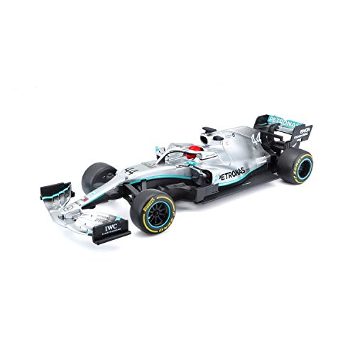 Maisto Tech R/C F1 Mercedes AMG Petronas W10 (2019): Coche teledirigido Lewis Hamilton en Escala 1:24, Coche de fórmula 1, 2,4 GHz, Control de empuñadura de Pistola, 22 cm, Color Plateado (582352)