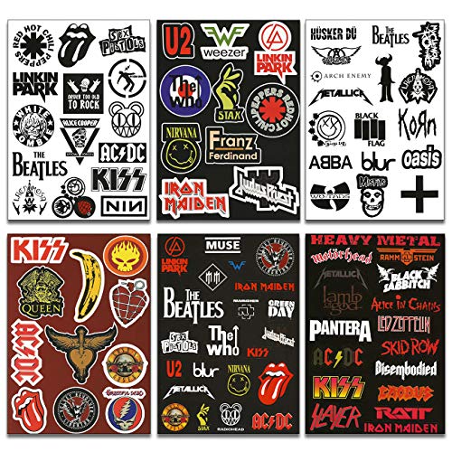 makstore 88 pegatinas de metal punk Rock and Roll para coche, portátil, móvil, moto, bicicleta, monopatín, impermeable, 6 hojas A4 makstore 88 pegatinas de metal punk Rock and Roll para coche, portátil, móvil, moto, bicicleta, monopatín, impermeable, 6 hojas A4